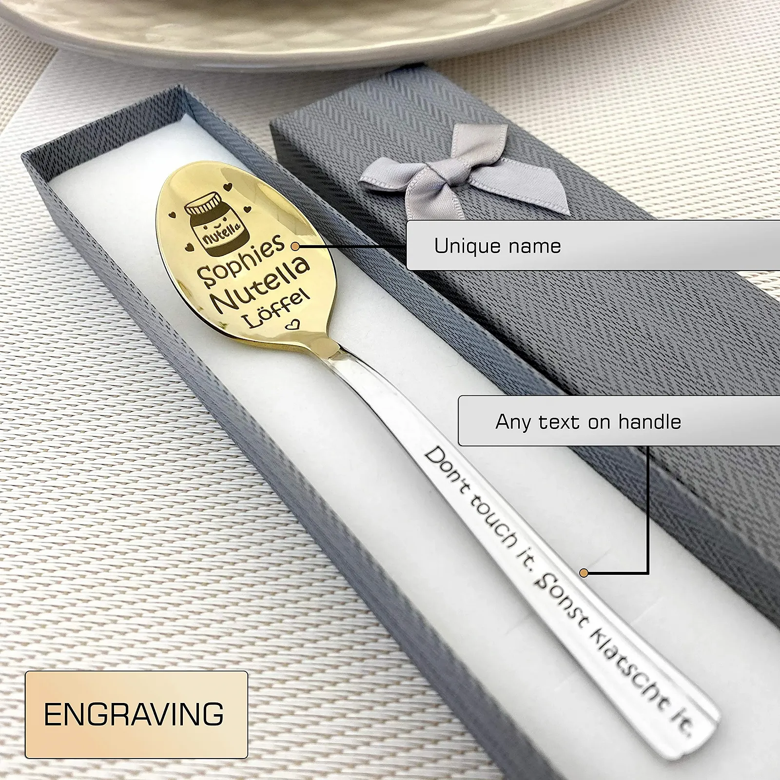 Ложка Іменна Шоколадний Крем з Гравіюванням Сюрприз у Подарунковій Коробці, фото №2