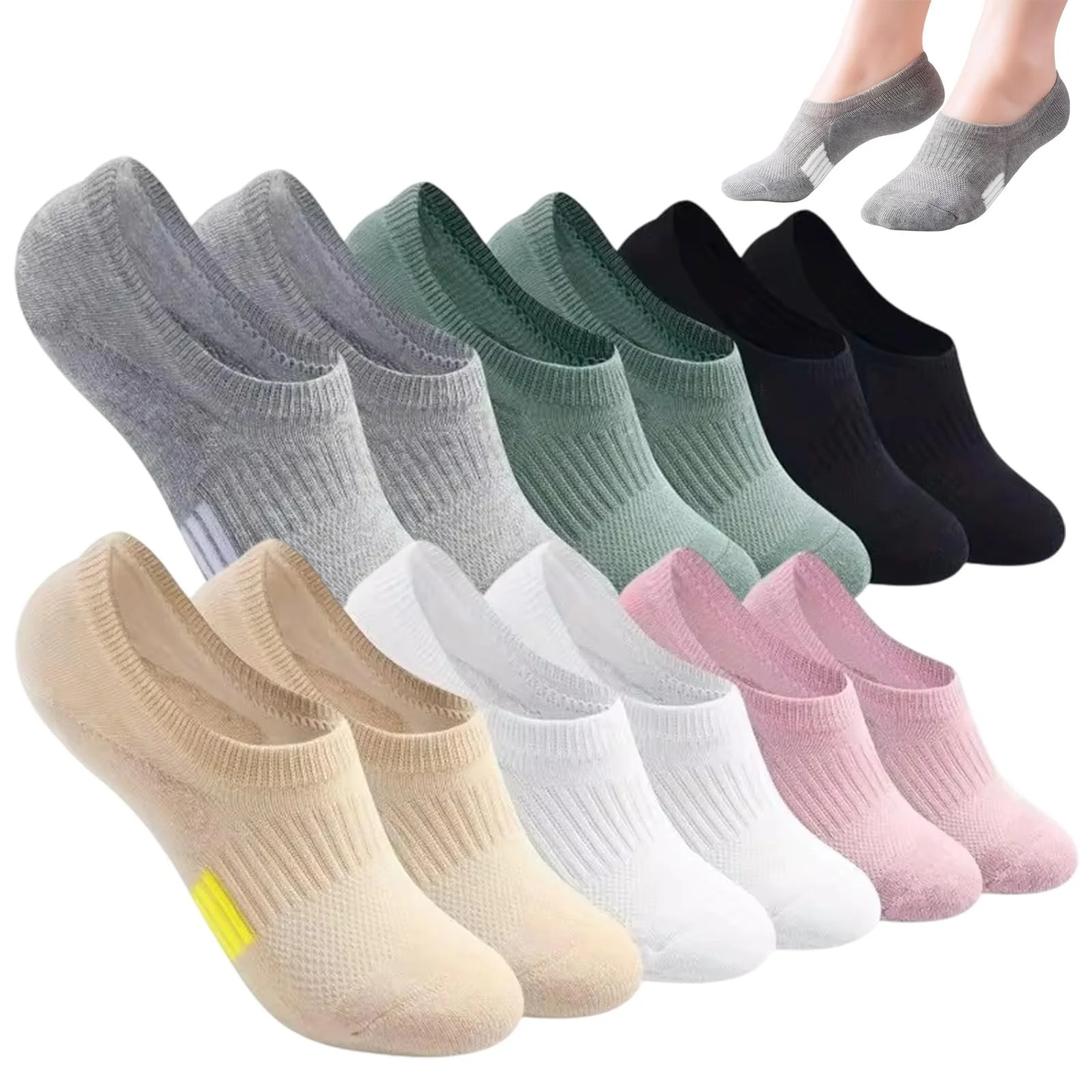 Носки спортивные, 6 пар, Черный, L (33-41), фото №1