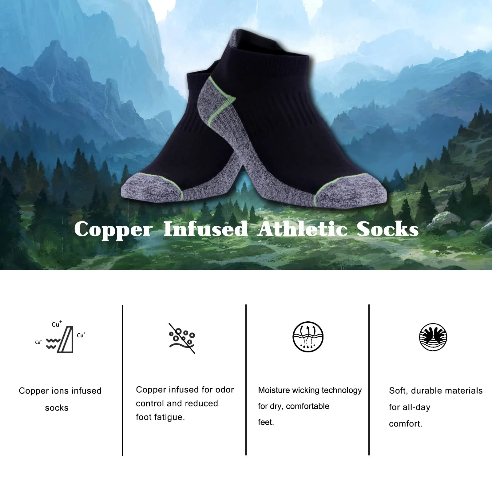 Носки Kodal Copper Knöchelsocken Low-Cut Laufsocken Влагоотводящие Контроль запаха Дышащие для потных ног, фото №3 Носки Kodal Copper Knöchelsocken Low-Cut Laufsocken Влагоотводящие Контроль запаха Дышащие для потных ног, фото №3