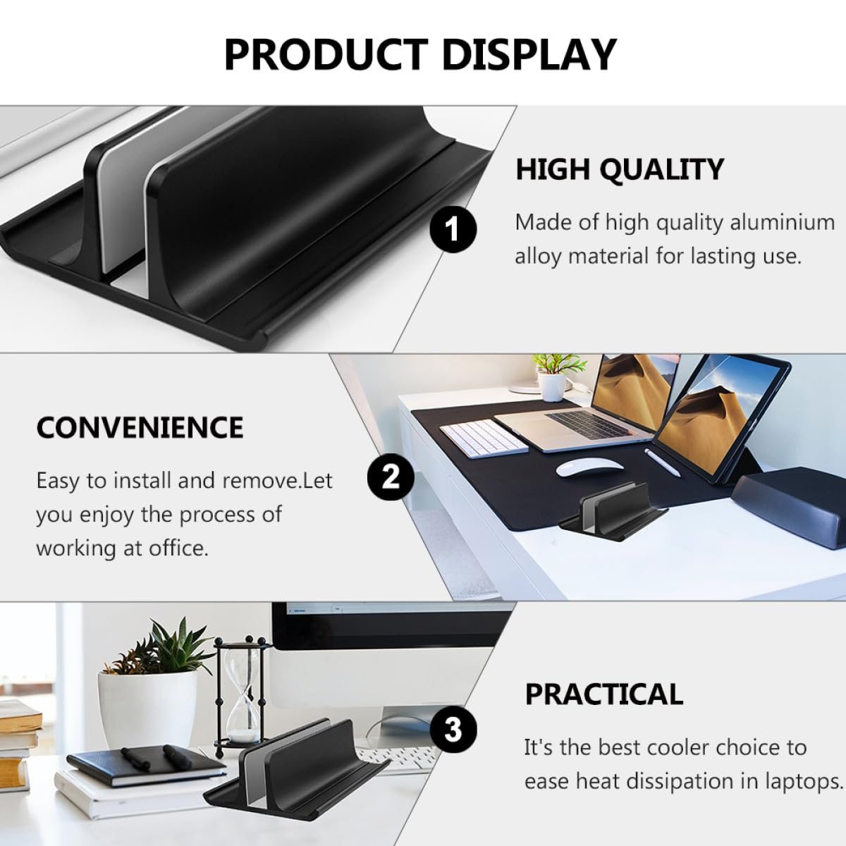 Підставка для ноутбука Вертикальна охолоджуюча Aluminiumlegierung Для офісу та дому, фото №4