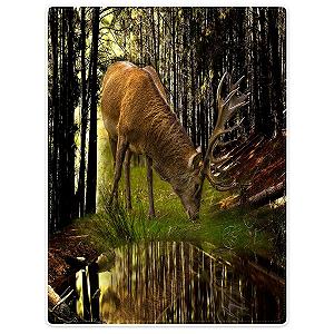 Одеяло Флис Violetpos Животные Олень Трава Еда Лес 125 x 200 см - Фото 1