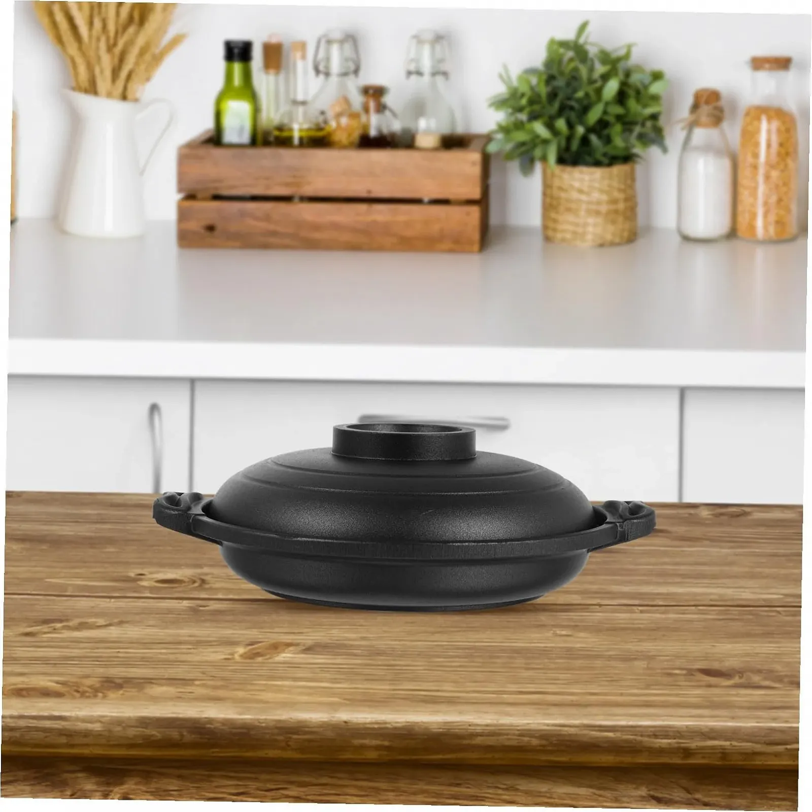 Кастрюля керамическая с антипригарным покрытием термостойкая для индукционных плит и открытого огня с двойной ручкой, фото №5