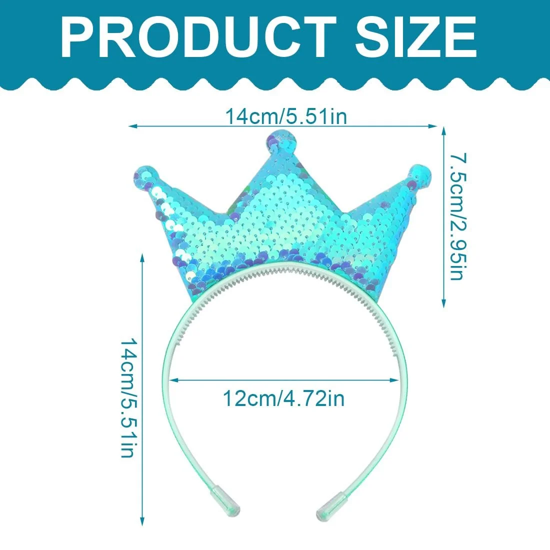 Обруч для дівчат Crown Girls Різдвяний Блискучий Золотий, фото №2