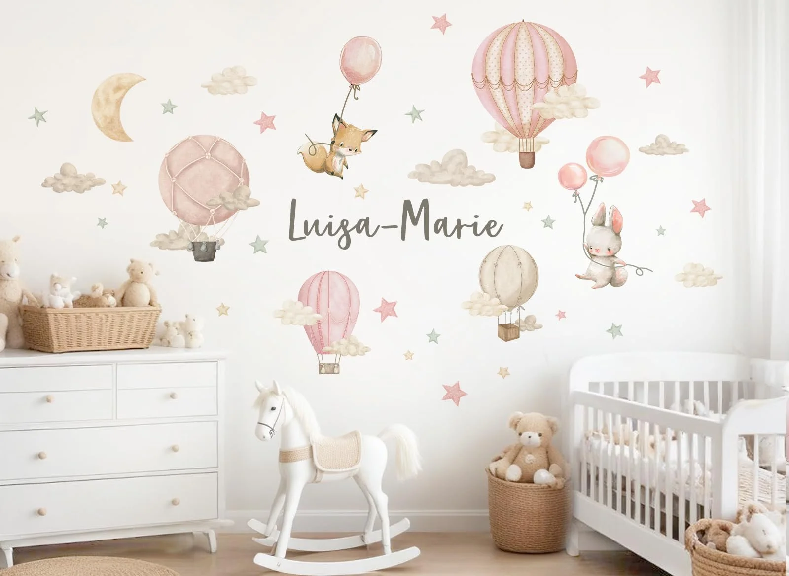 Наклейка на стену Little Deco DL5121-04 Тварини на воздушном шаре Лиса и Мышь Персонализированная, фото №2