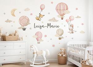 Наклейка на стену Little Deco DL5121-04 Тварини на воздушном шаре Лиса и Мышь Персонализированная synthetic.ua - Фото 1