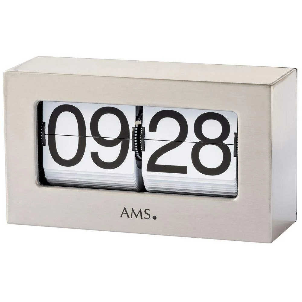 Настільний годинник AMS Кварцовий Сріблястий Метал Цифри, що складаються Квадратний, фото №1