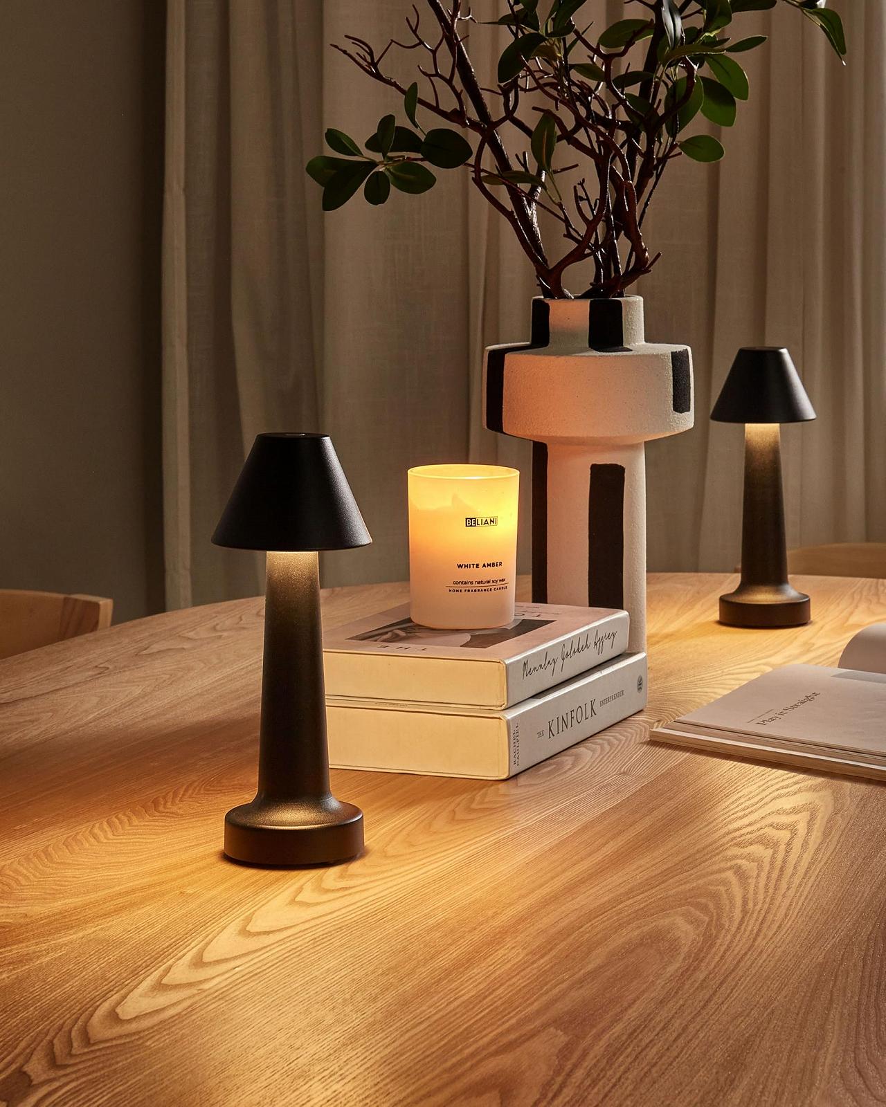 Настільні лампи Beliani Joanes Набір з 2 шт. Металеві Акумуляторні Бездротові Сенсорні Чорні, фото №2