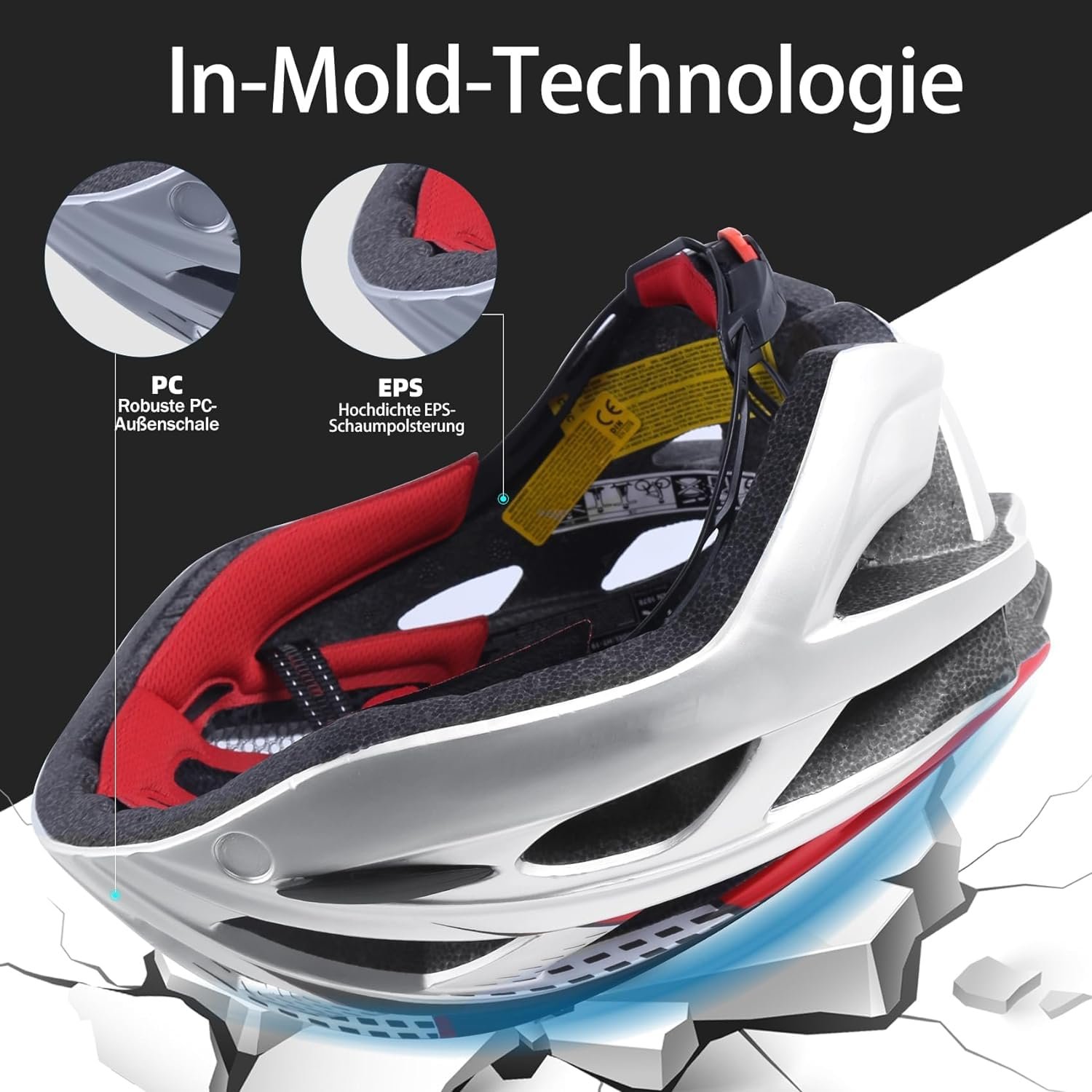 Шолом велосипедний KINGLEAD MTB з магнітним візором, регульований, легкий, для скейтерів - вбудований світлодіодний задній ліхтар, фото №6
