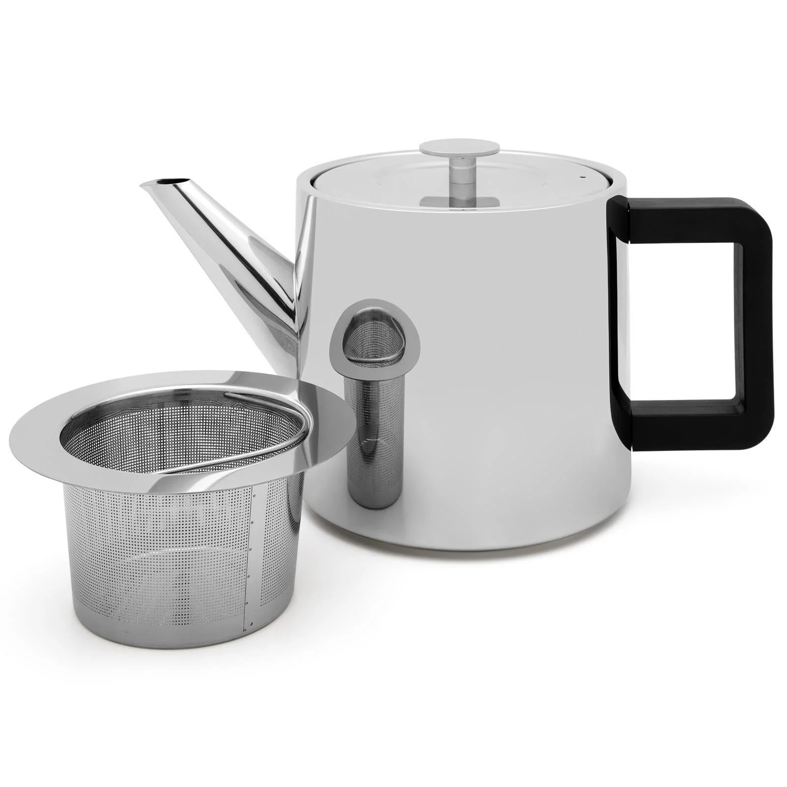 Чайник Small Shiny 1.1 літра з подвійними стінками, фільтром для чаю та чорною дерев'яною підставкою, фото №3