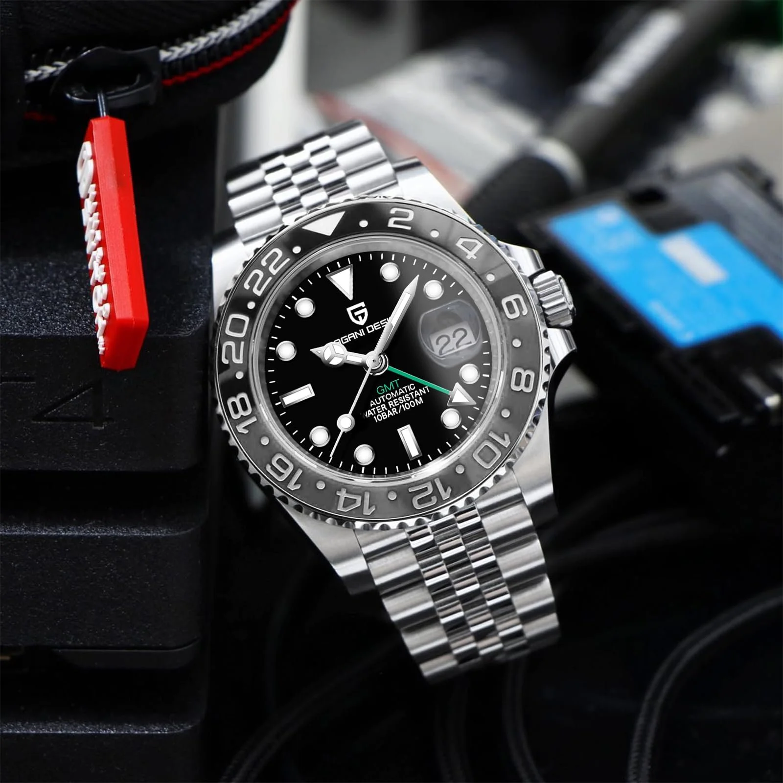 Часы Pagani Design Мужские Автоматические Механические GMT Dual Time Zone Наручные Часы Нержавеющая Сталь Двухцветный Керамический Безель 100 м Водонепроницаемые PD-1662, фото №5 Часы Pagani Design Мужские Автоматические Механические GMT Dual Time Zone Наручные Часы Нержавеющая Сталь Двухцветный Керамический Безель 100 м Водонепроницаемые PD-1662, фото №5