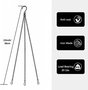 Цепи для подвесных корзин Металлические с зажимами 50 см 3 шт. Черные synthetic.ua - Фото 1