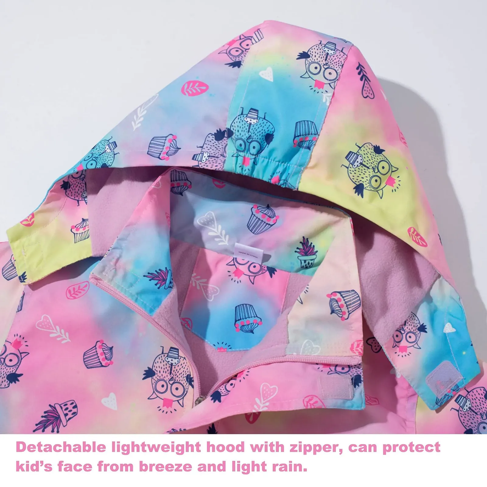 Куртка дощова для дівчат з капюшоном, водонепроникна, софтшел, перехідна, вітрозахисна, фото №3