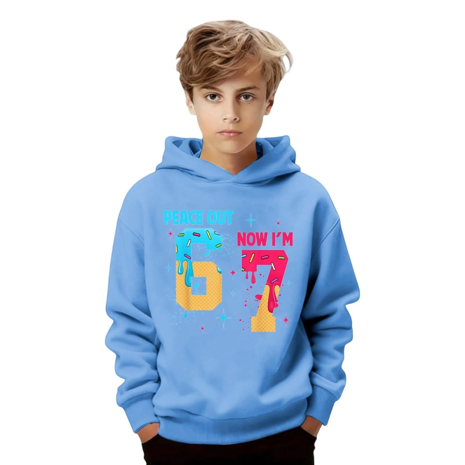 Худи для мальчиков Удобная толстовка для девочек Повседневный модный подростковый флисовый теплый худи Мягкий пуловер с принтом 67 Теплая зимняя толстовка Уютная куртка Лонгслив Свитшот, фото №6