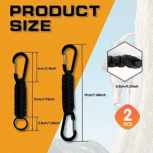 Брелок Paracord UBRAVE з карабіном, багатофункціональний, чорний (1 x гачок + 1 x кільце) synthetic.ua - Фото 1