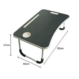 Регулируемый столик для ноутбука, складной столик с подстаканником, противоскользящей подушкой, поднос, не требует сборки, размер 26,9 см / 59,9 см (черный) synthetic.ua - Фото 1