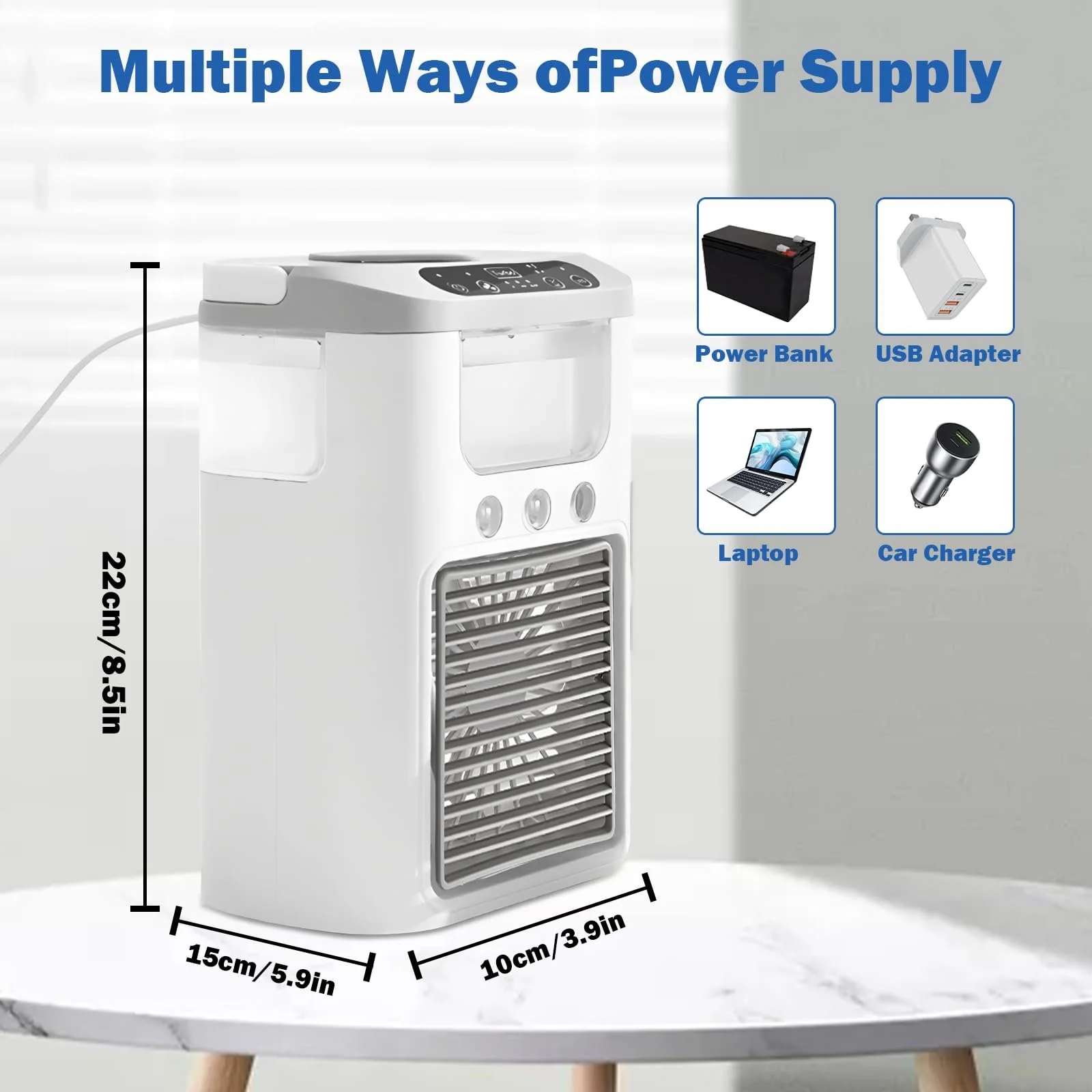 Портативный мини-кондиционер 1000 mAh 600 ml 3 скорости 10 W, фото №4