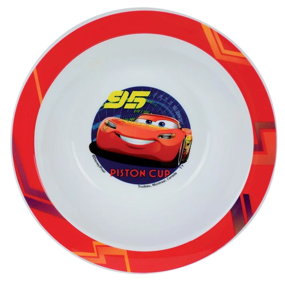 Детский набор посуды Сars Disney: стакан 220 мл, суповая тарелка диаметром 16 см, стакан с соломинкой 400 мл и 2 набора с 2 крышками высотой 13,5 см многоразовый, фото №2