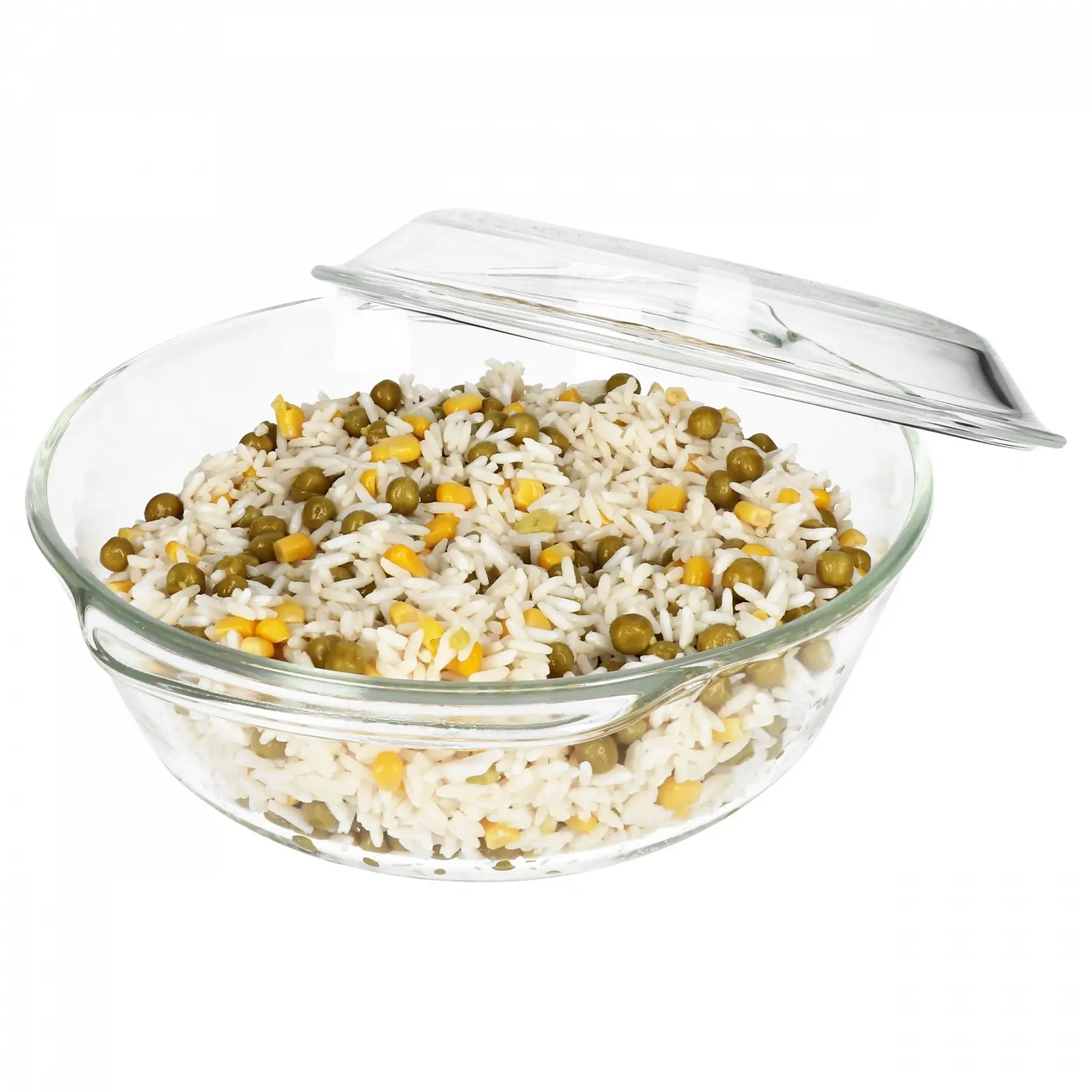 Форма для запікання MamboCat скляна кругла з кришкою 2 л 23.5 см термостійка, фото №1