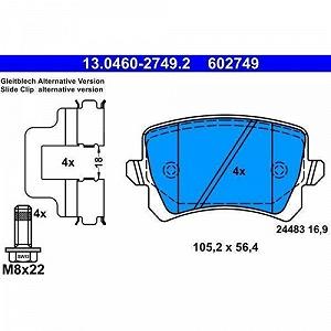 Комплект гальмівних колодок, дискове гальмо ATE 13.0460-2749.2 для SEAT SKODA VAG synthetic.ua - Фото 1