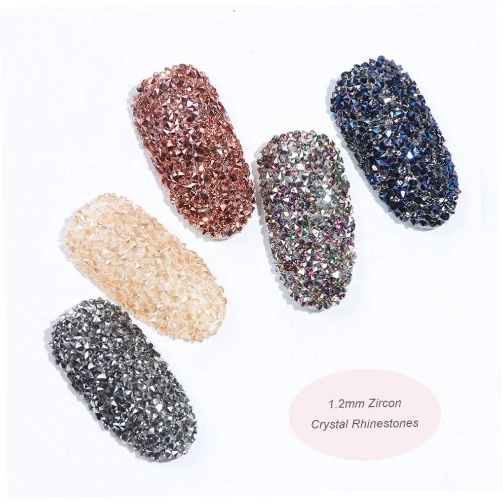 Стразы для ногтей Кристалл Циркон Блестки Мини-бусины для дизайна ногтей 1.2 мм Розовый, фото №5