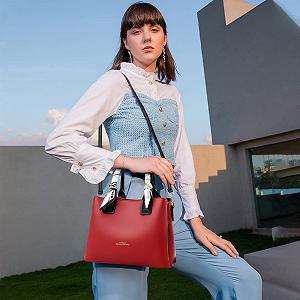 Сумка с верхней ручкой NICOLE & DORIS, элегантная, Shopper, из искусственной кожи, с тремя отделениями, красная synthetic.ua - Фото 1