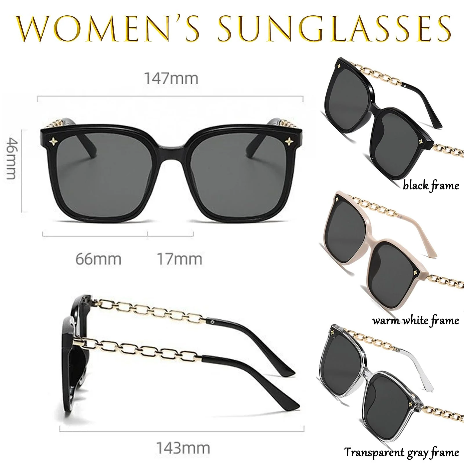 Сонцезахисні окуляри DKDDSSS, 3 шт., великі, прямокутні, фото №2