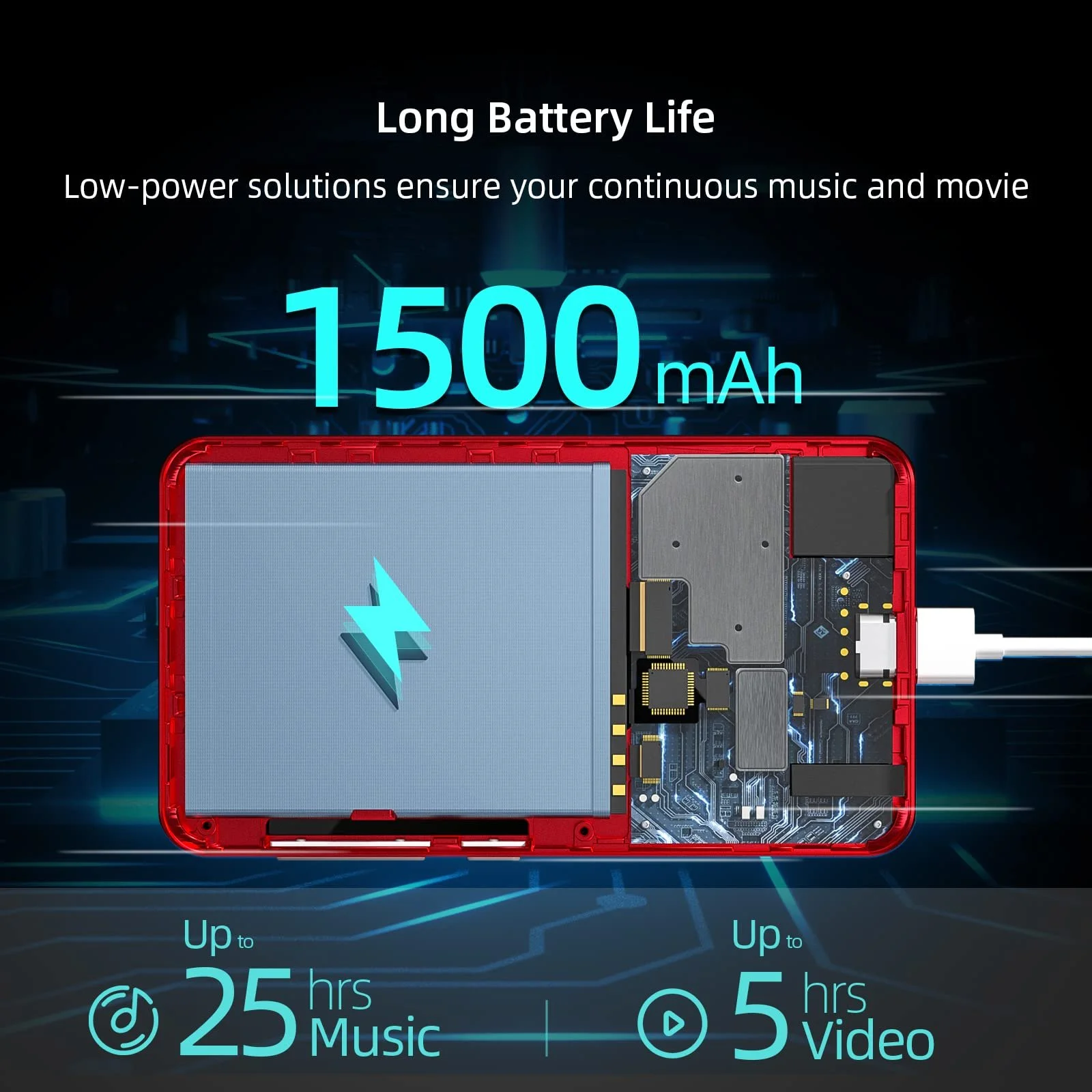 MP4 MP3 Плеер INNIOASIS G1 с Bluetooth и WiFi, 4-дюймовым сенсорным экраном, красный, фото №6