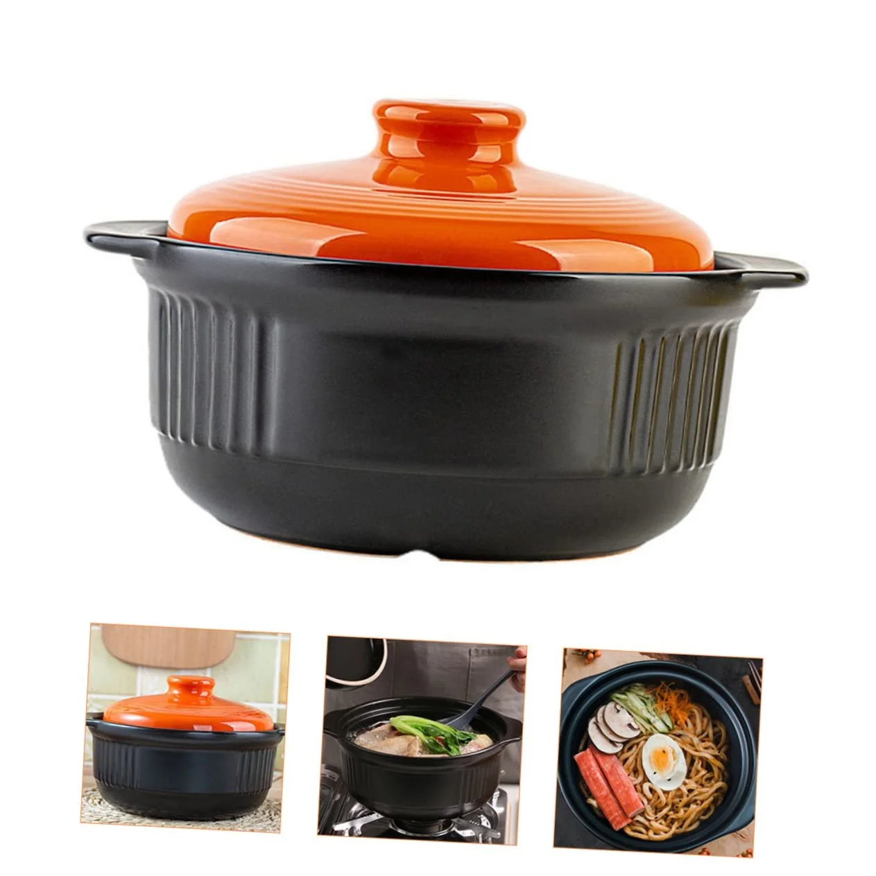 Каструля Amosfun Керамічна антипригарна з кришкою Мала для супів та тушкування, фото №6