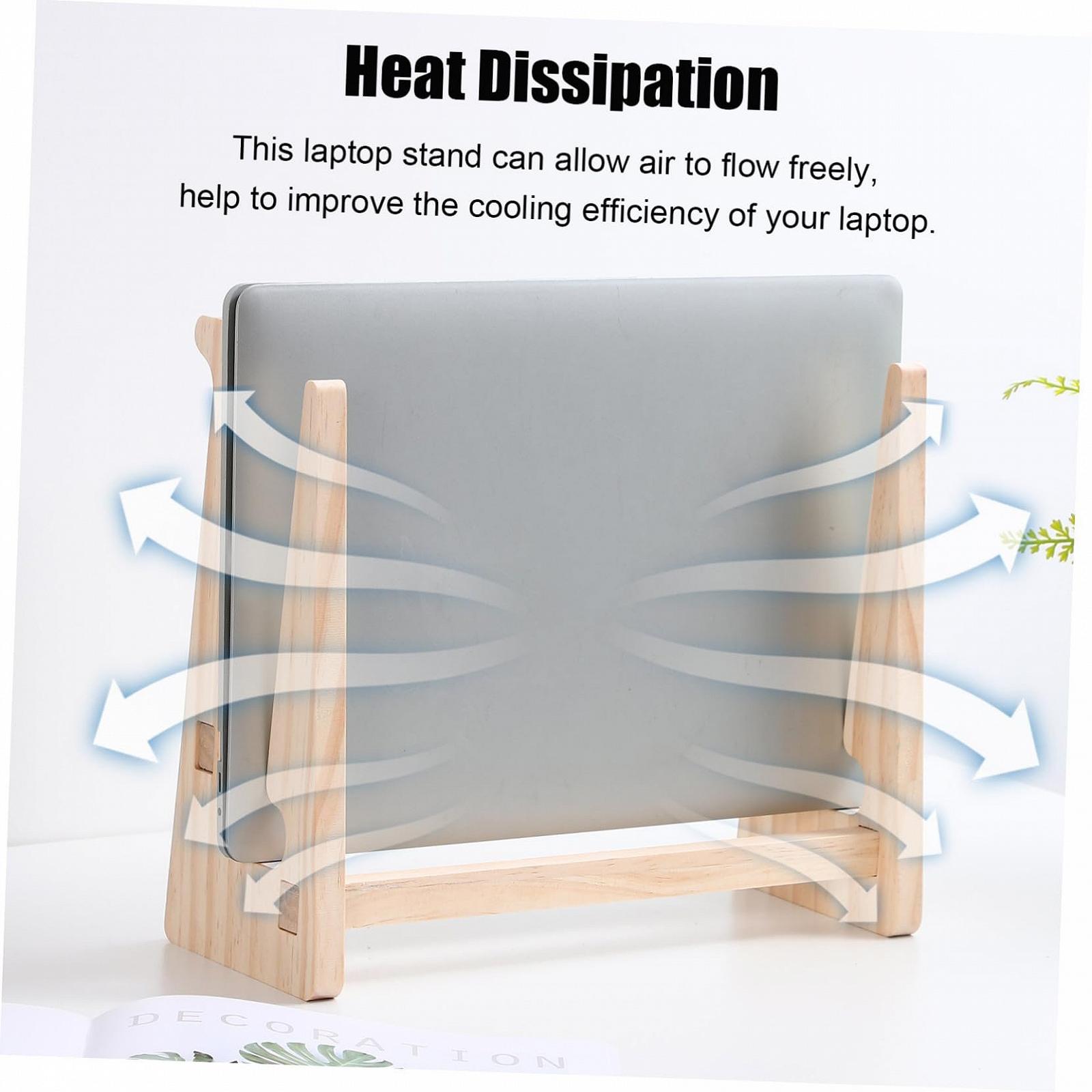 Підставка для ноутбука Дерев'яна підставка для ноутбука з циркуляцією повітря Стабільний настільний органайзер, фото №6