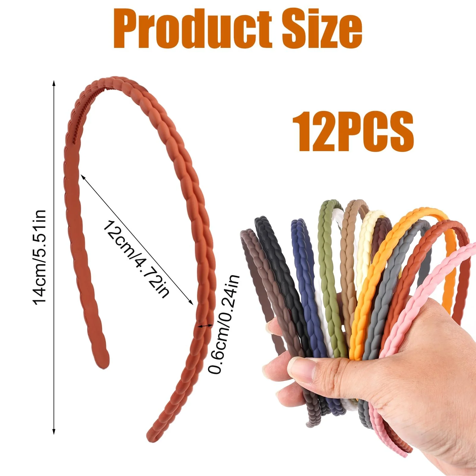 Обруч для волосся Тонкий 6 мм, набір 12 кольорів, фото №2