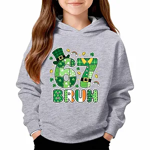 Худи Six Seven Meme Y2K St. Patrick's Day с длинными рукавами и принтом 67, пуловер, повседневная свободная толстовка, подростковый пуловер для мальчиков и девочек, модный джемпер - Фото 1