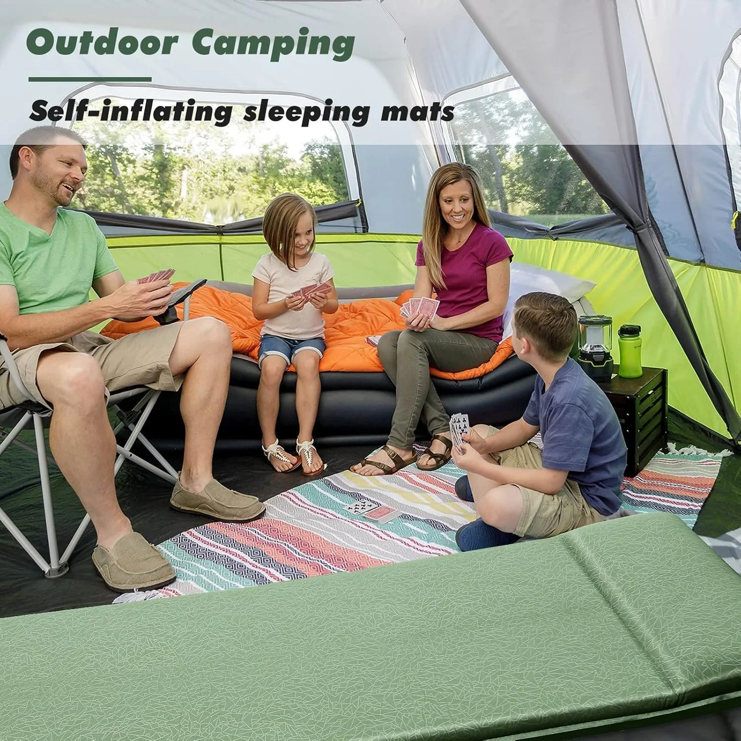 Кемпінговий мат Veapoot TTM004 194x67 см самонадувний  товщина 6 см максимум 300 кг Зелений, фото №6