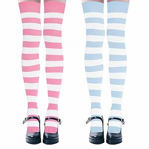 Женские носки выше колена в полоску (2 пары) - Фото 1