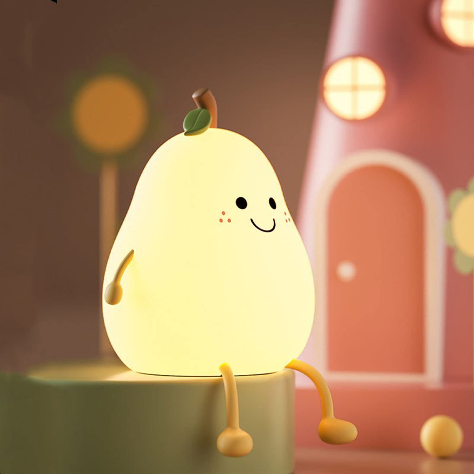 Ночник Starnearby Kawaii Pear Shape Силиконовый Сенсорный Детский Торшер Детское Ночное Освещение RGB 7 Цветов, фото №1