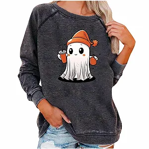 Жіночий Милий світшот з привидами Довгий рукав - Фото 1