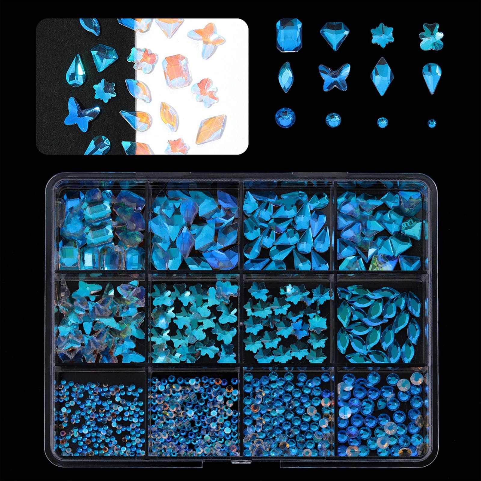 3D Підвіски для нігтів Різного Розміру Скло Плоска Основа для Любителів Манікюру, фото №1