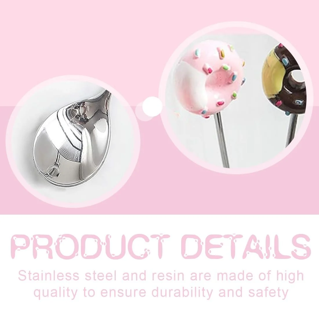 Набір ложок Cute, Кавові з нержавіючої сталі у формі пончиків та мультяшної мишки, бронзові, фото №3