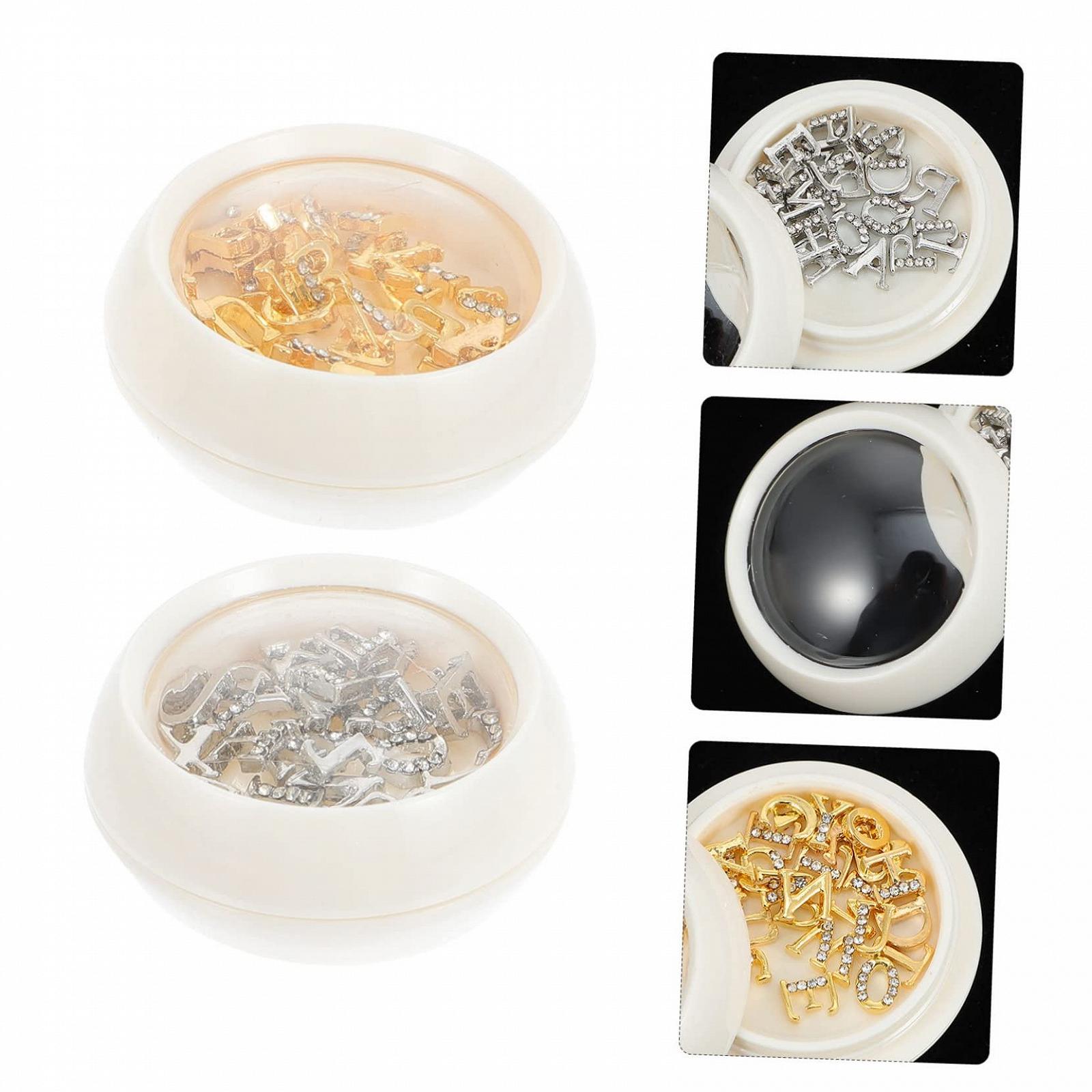 FRCOLOR 2 коробки Аксессуары для ногтей Металлическое украшение Металлические украшения для ногтей Буквенные подвески для ногтей Хрустальное украшение для скрапбукинга 3D Стразы для маникюра, фото №3