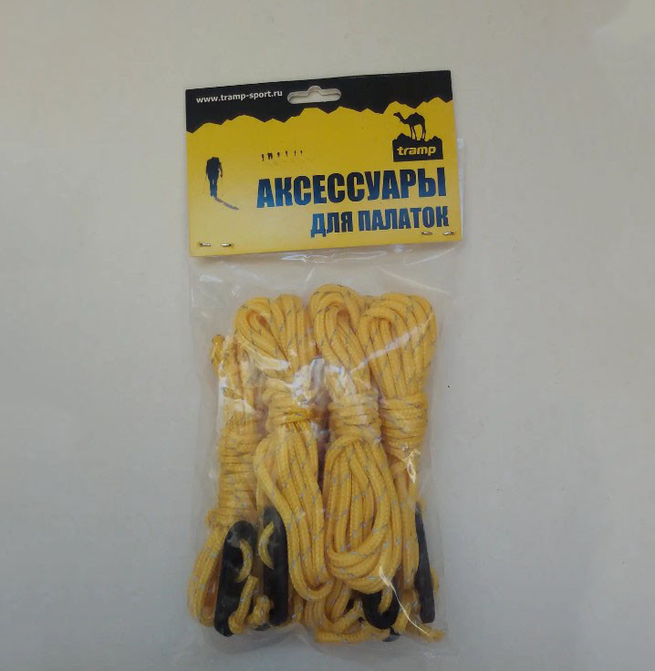 Комплект відтяжок для палатки Трамп ТРТ-104.10 світло відбиваючий 6 шт Yellow MS, фото №2 Комплект відтяжок для палатки Трамп ТРТ-104.10 світло відбиваючий 6 шт Yellow MS, фото №2