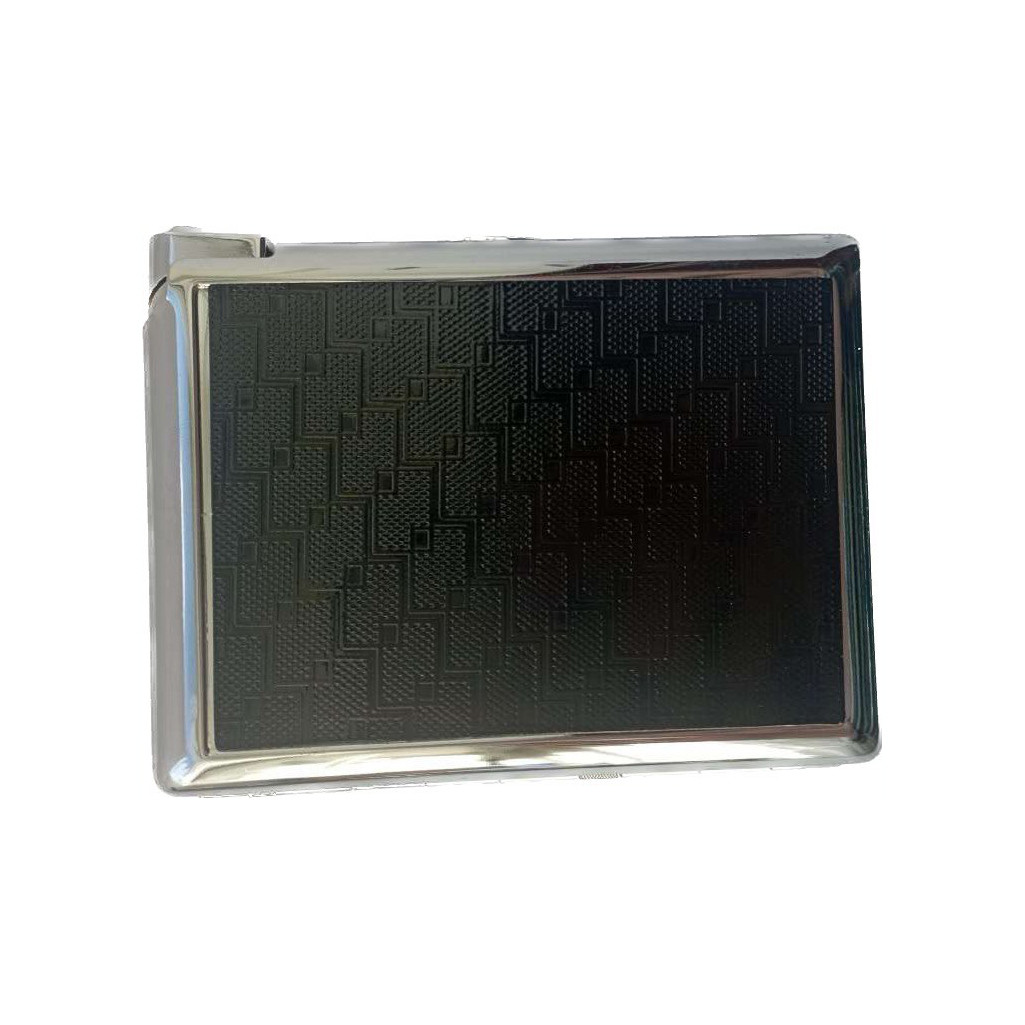 Портсигар на 20 сигарет с зажигалкой 3308 Black Silver 10839, фото №1