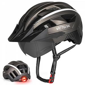 Шолом Victgoal MTB з магнітним візором, знімним сонцезахисним козирком і світлодіодним заднім ліхтарем для дорослих чоловіків / жінок - Фото 1