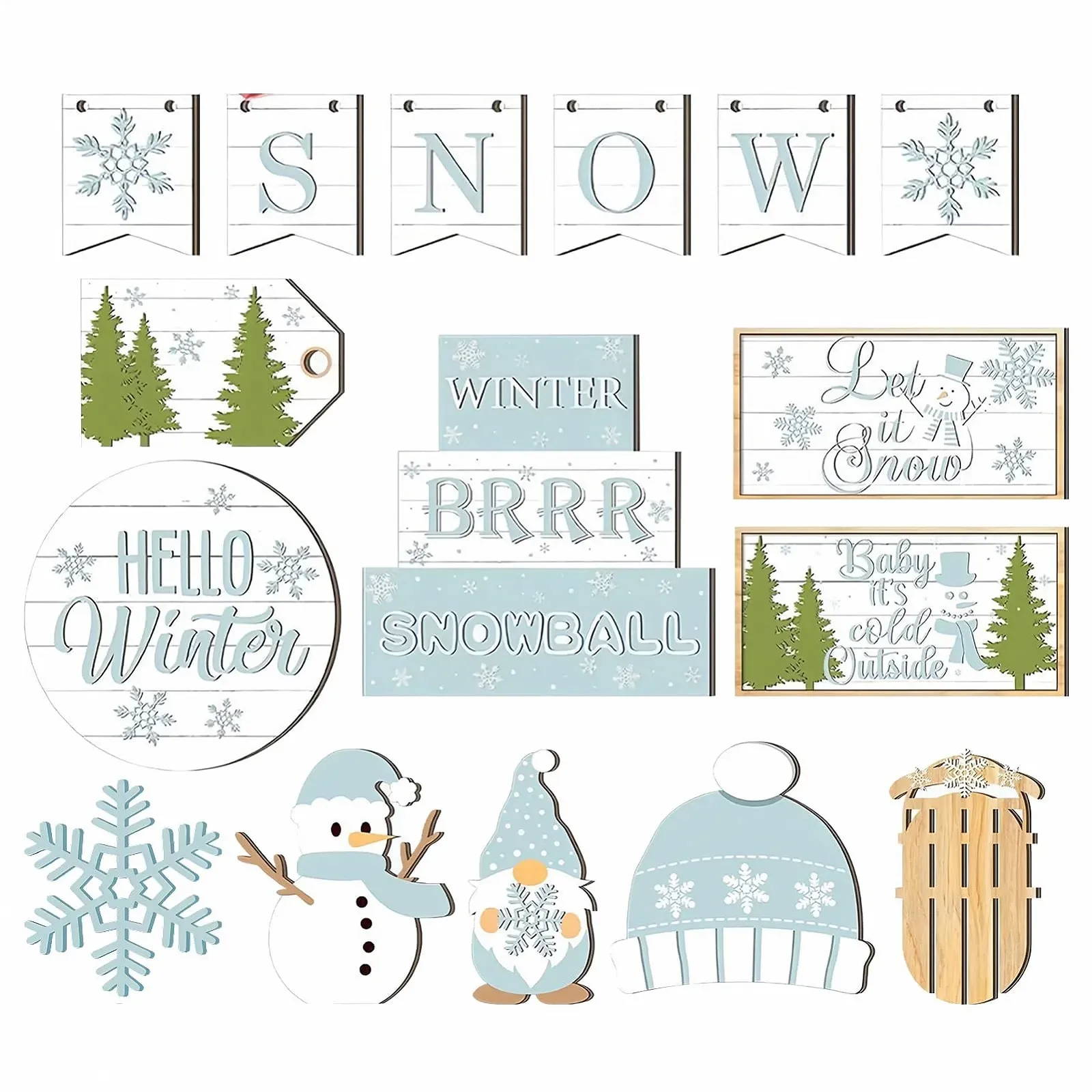 Декоративна таця Fyrdyn Winter, набір для різдвяної прикраси з сніжинками, фото №1