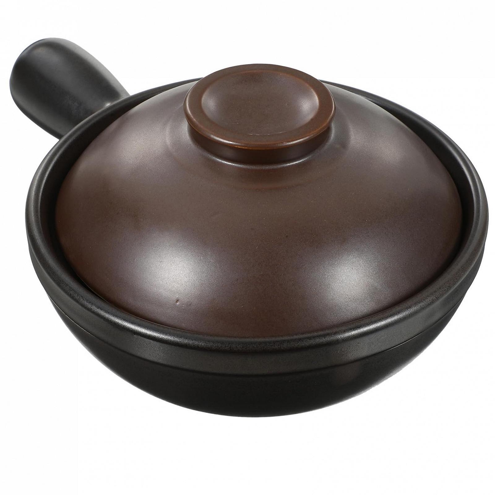 Ківш для супу та рису керамічний з кришкою та однією ручкою для тушкування, фото №1