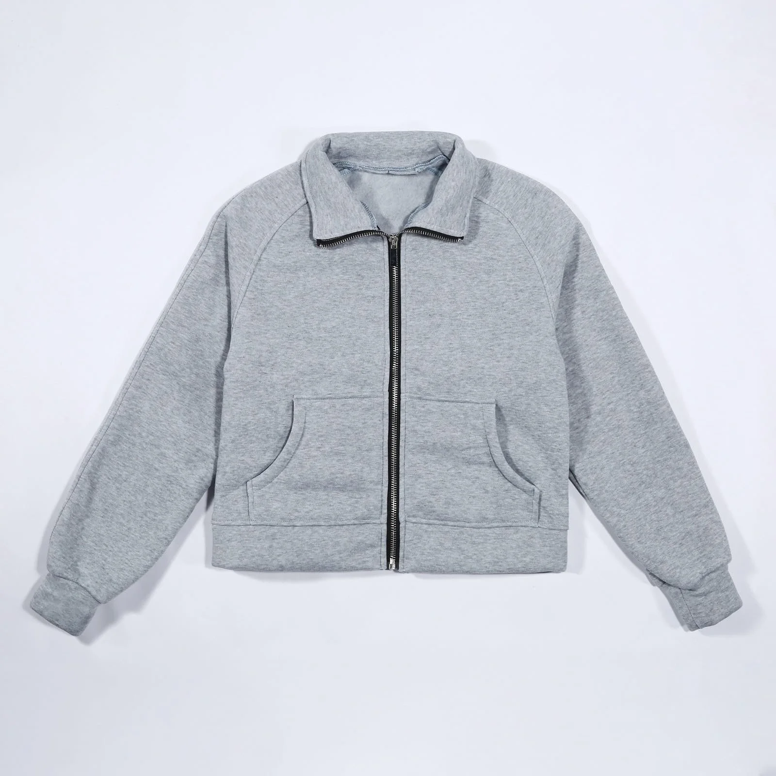 Дівчача Світшот на блискавці Generisch, модна флісова куртка зі стійкою та кишенями, фото №4