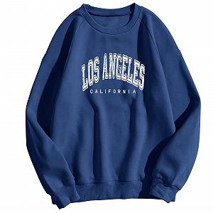 Женский свитшот Los Angeles с принтом букв, круглый вырез горловины, рукава реглан, свободный крой, круглый вырез горловины, винтажный стиль, Калифорния, круглый вырез горловины, повседневный, однотонный - Фото 1