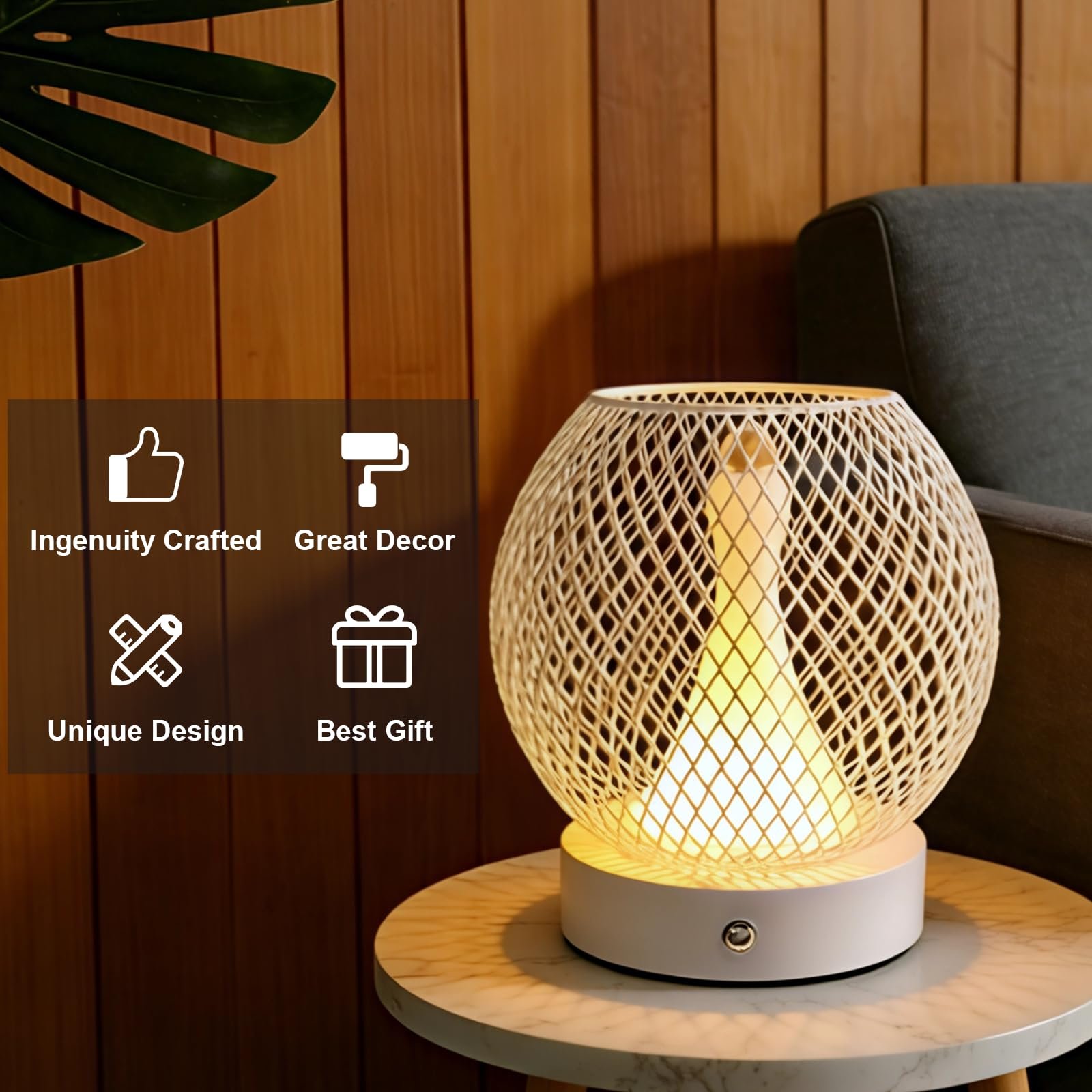 Настільна лампа Metal Cage LED сенсорна акумуляторна 3000K/4500K/6000K, фото №4