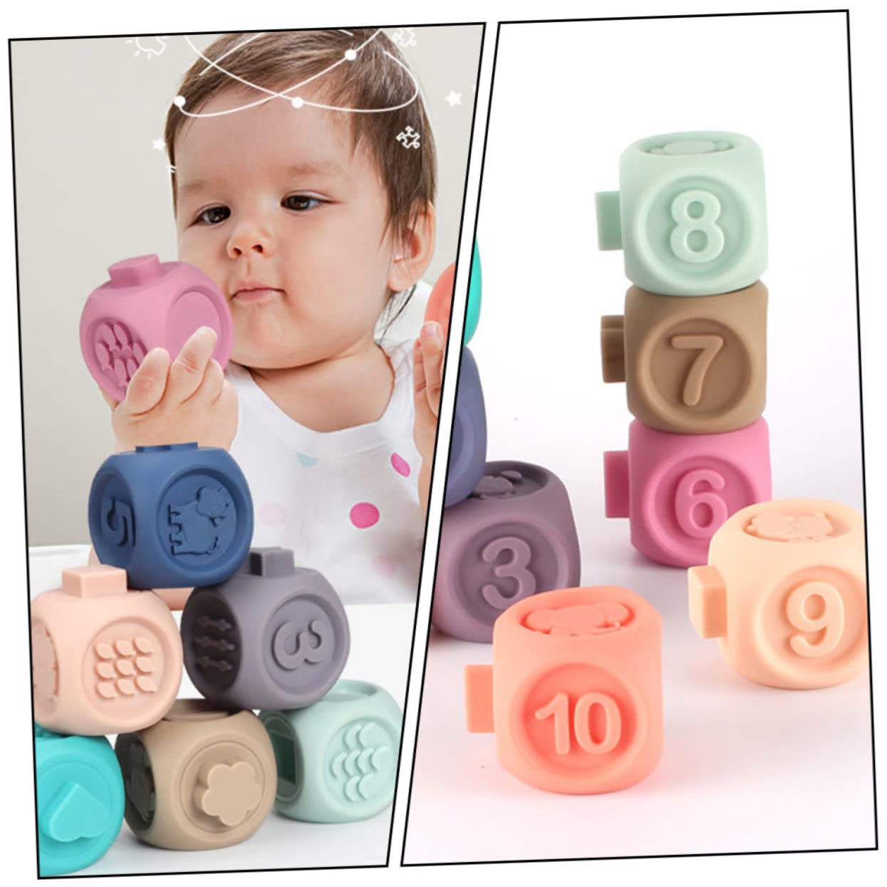 Игрушка PHENOFICE 1 Set Digital Building Blocks Chew Toy для детей Soft Rubber, фото №6