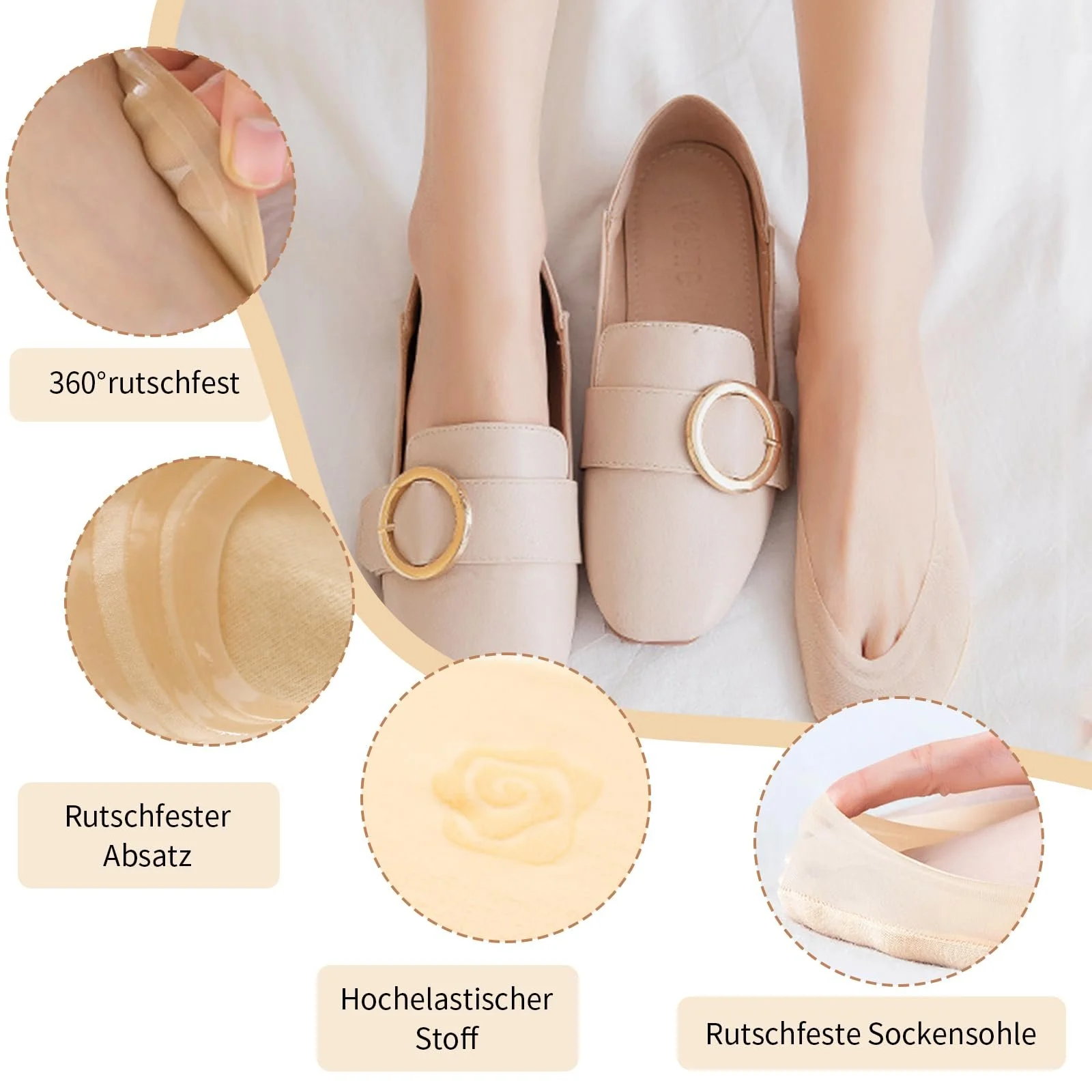 Шкарпетки жіночі невидимі нейлонові 5 пар, 38-42, балетні шкарпетки, фото №3