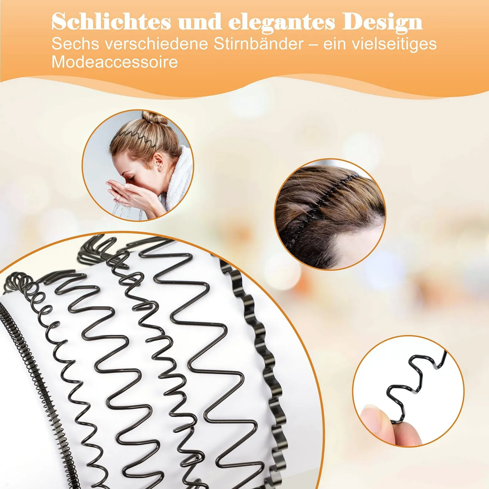 Набір з 6 металевих обручів для волосся, фото №4
