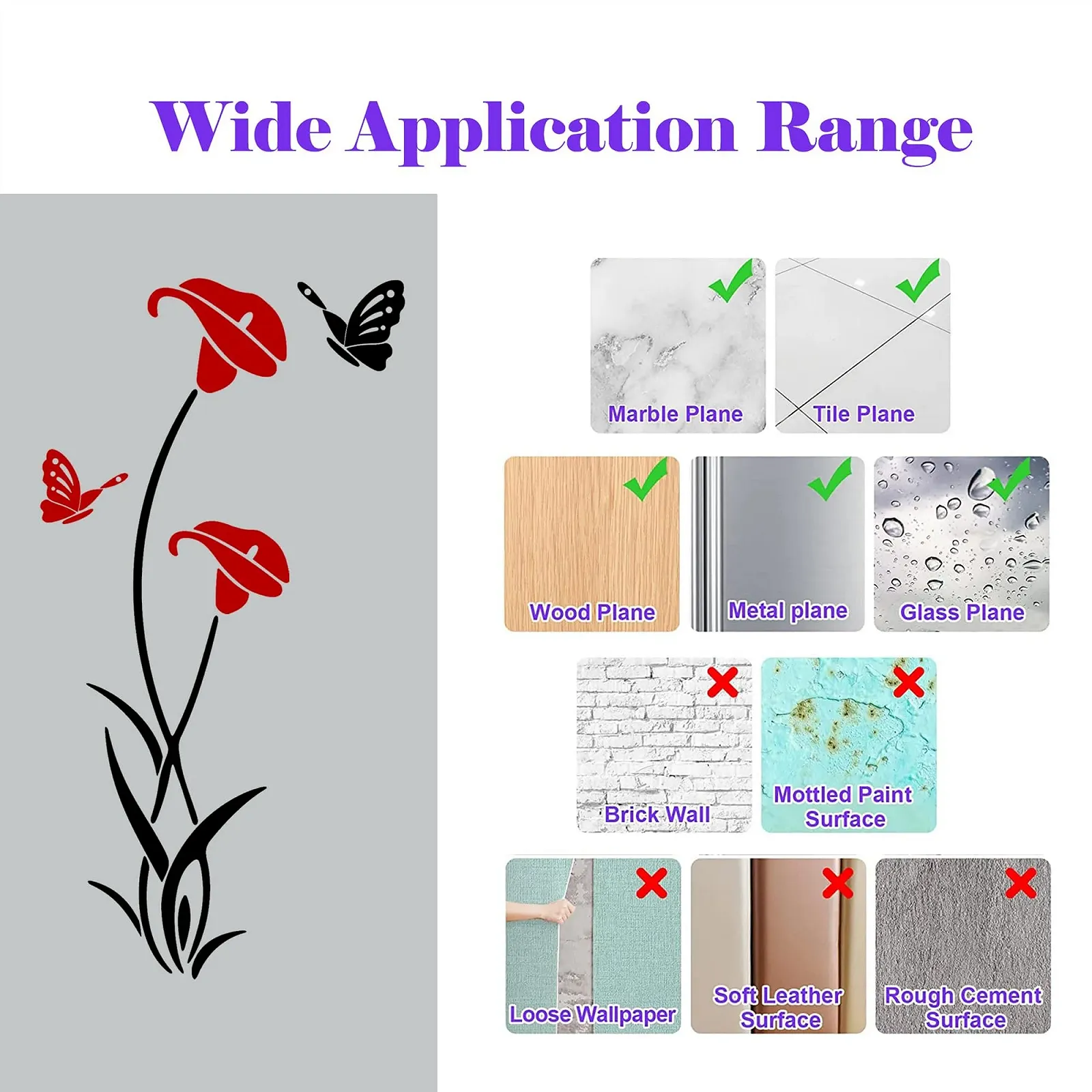 Наклейка на стіну Flower 3D DIY 59 x 31 дюйм Червона, фото №8